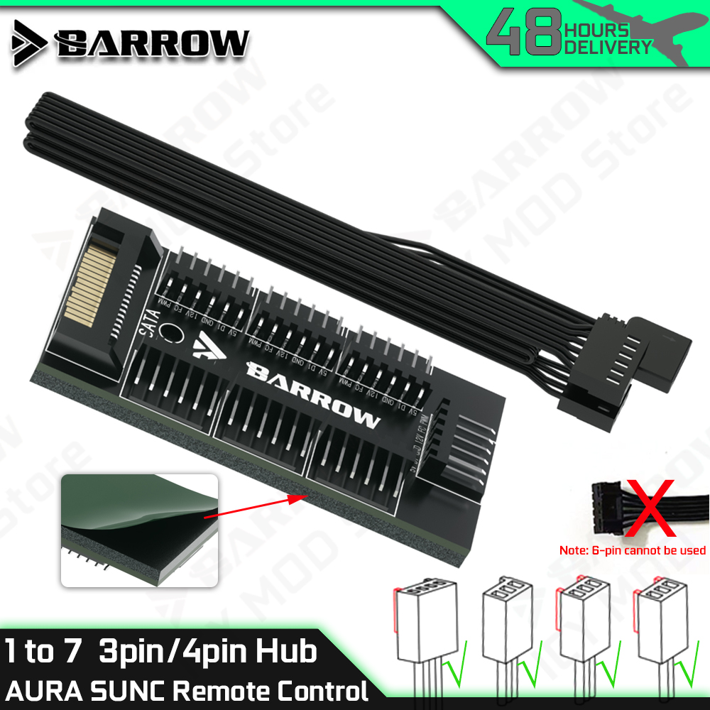 Rgb Hub Sync - Barrow 7-portowy kontroler wentylatorów, pełna funkcjonalność,