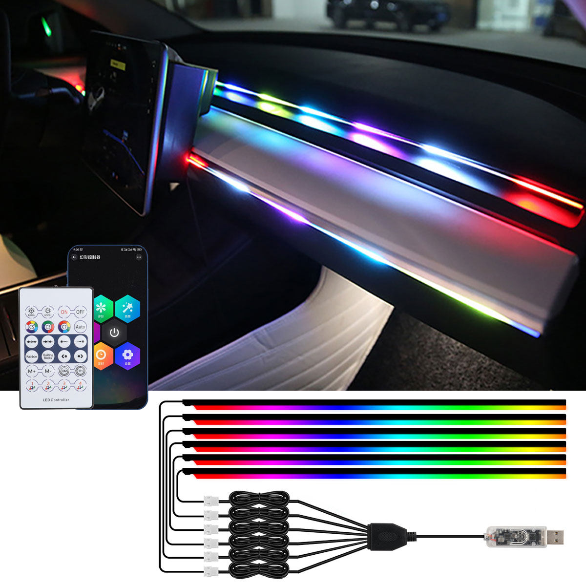Rgb Hub Sync - 6/10 w 1 Samochodowe oświetlenie otoczenia